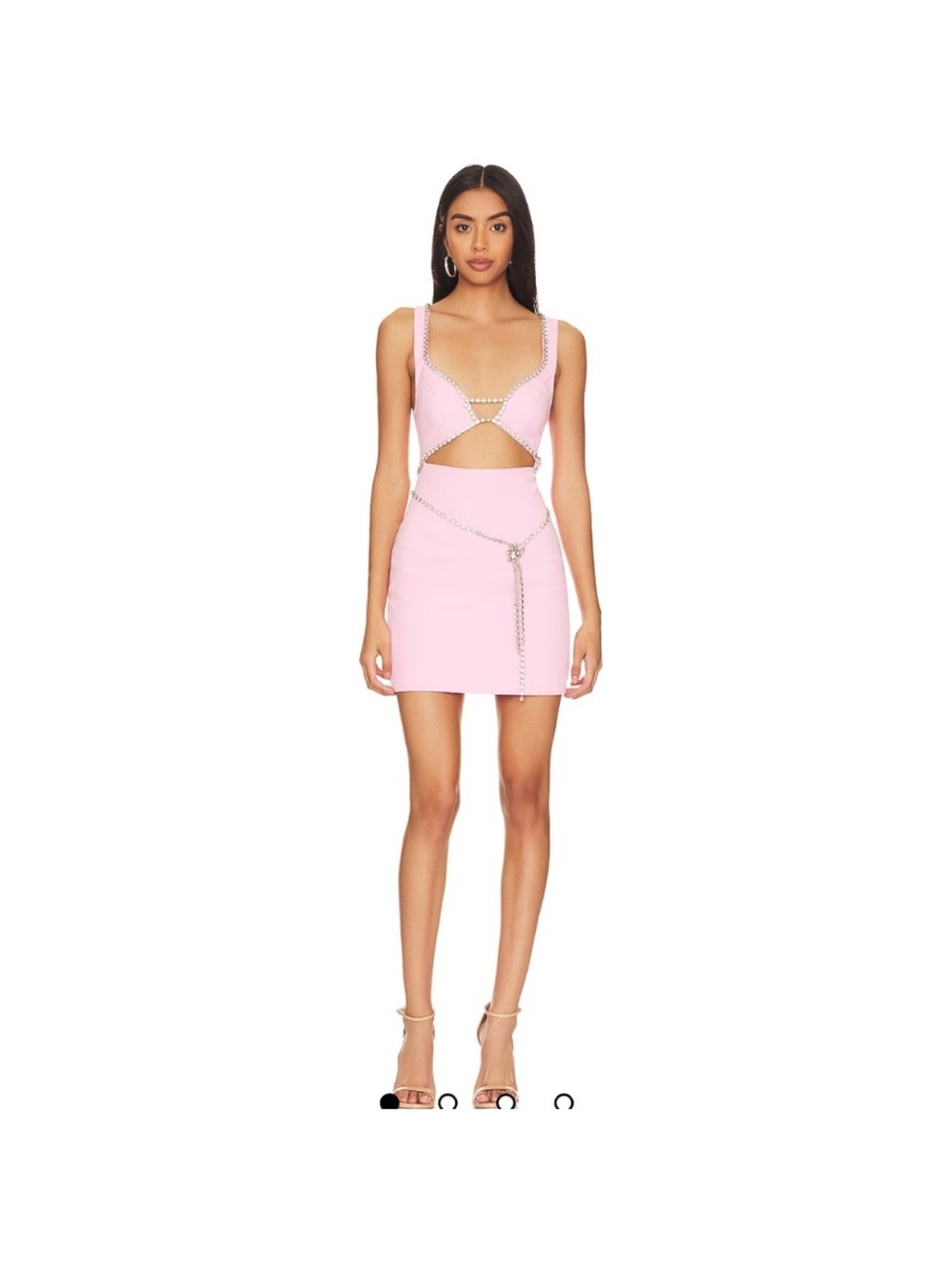 MAJORELLE Matteson Pink Cutout Mini Dress with Chain Trim